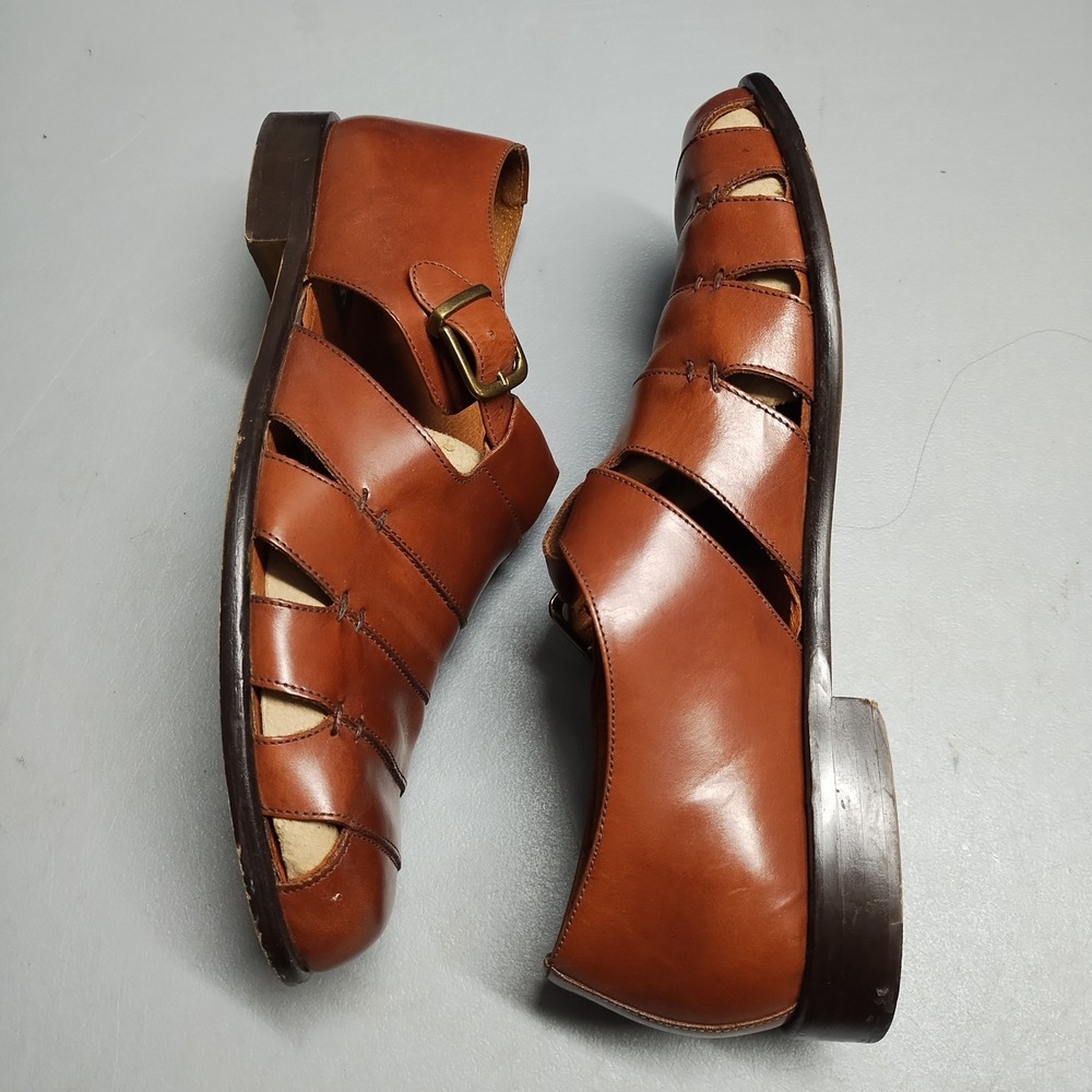 Bass Muzi Fisherman Sandals Mens Size 13W Brown Leather Almond Toe Buckle Strap - Picture 3 of 7
